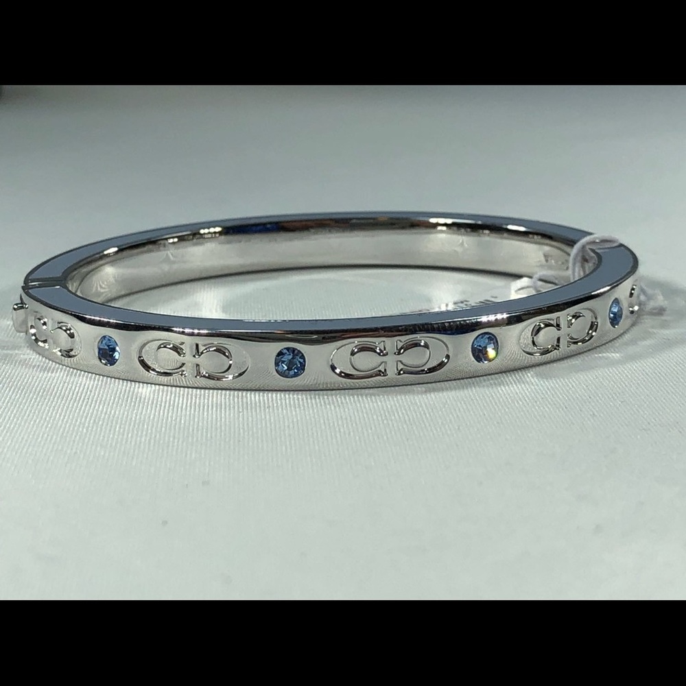 Coach Kissing C Enameled Filled Silver Bangle